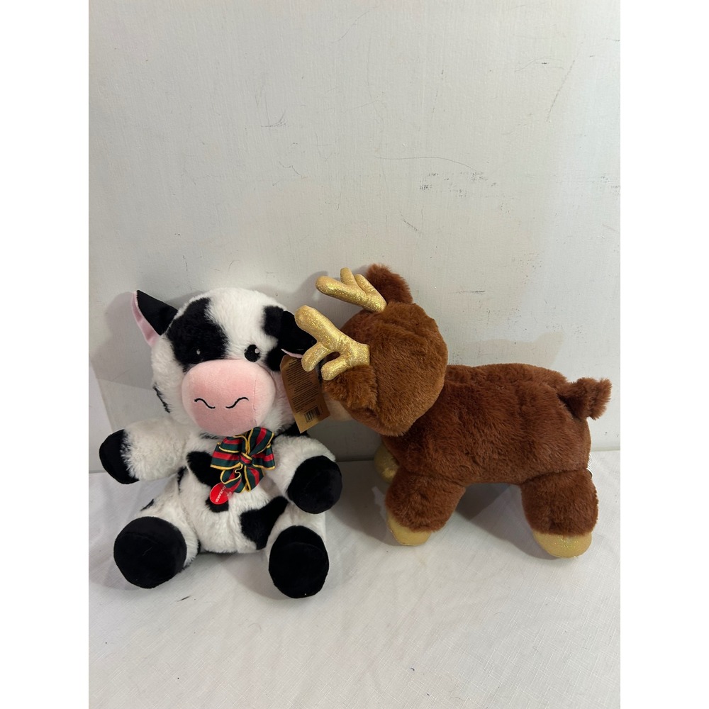 PetSmart Charm Plush Toy Set 10in Multicolor Holiday Cow & Reindeer Pet Toys